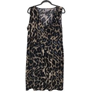 Plus SZ 18W Leopard Print Dress w/Cowel Scoop Neck by Worthington